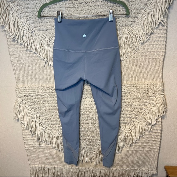 LULULEMON blue chambray Wunder Under High-Rise Crop scallop Luxtreme leggings 4 - Picture 5 of 9
